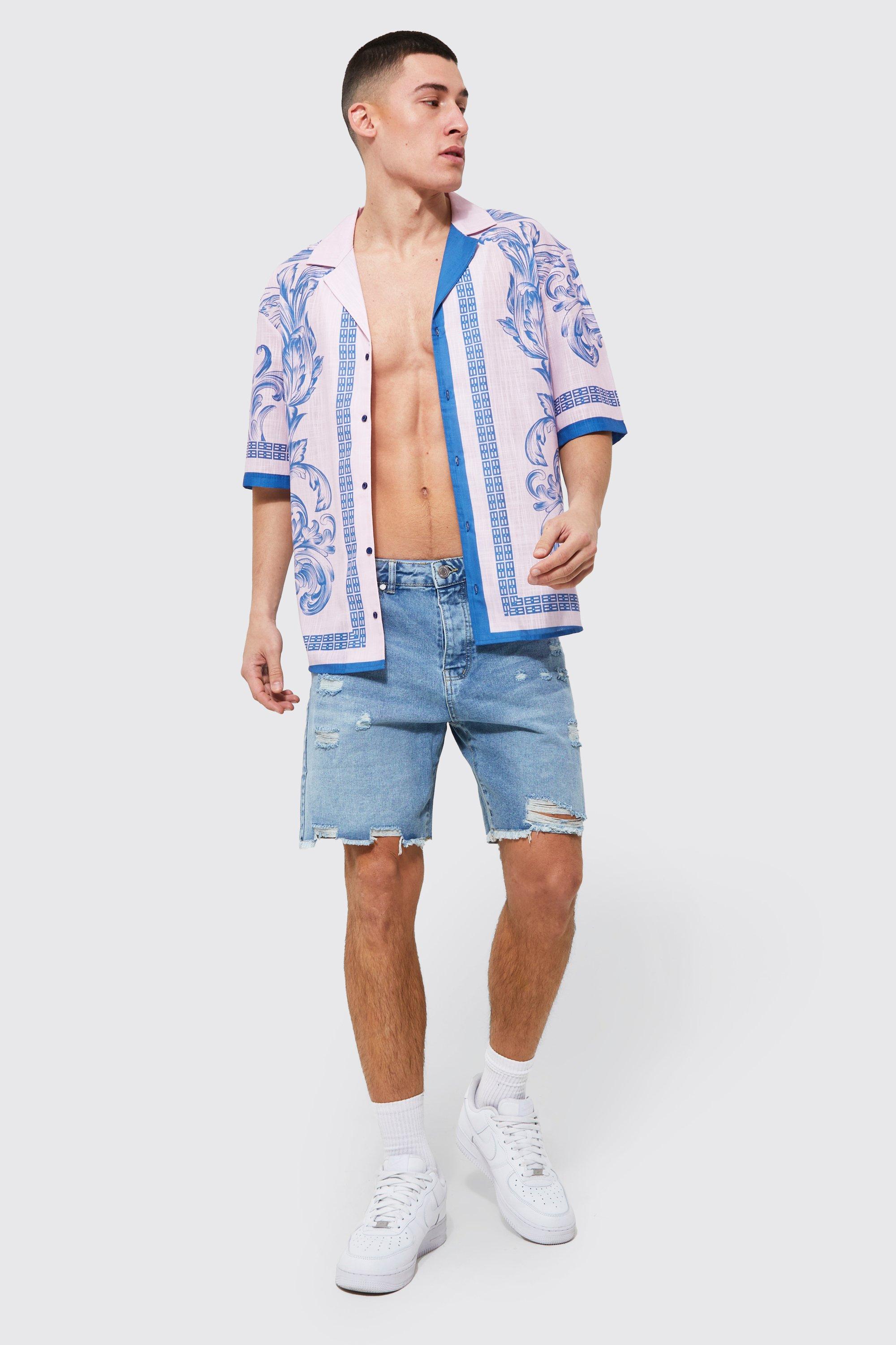 Mens denim 2025 shorts boohoo